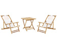 2 Seater Sun Lounger Set with Coffee Table Natural Bamboo Wood Beige Folding Deck Chairs and Side Table  Beliani