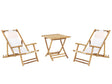 2 Seater Sun Lounger Set with Coffee Table Natural Bamboo Wood Beige Folding Deck Chairs and Side Table  Beliani