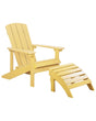 Garden Chair Yellow Plastic Wood with Footstool Weather Resistant Modern Style Beliani