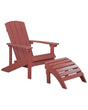 Garden Chair Red Plastic Wood with Footstool Weather Resistant Modern Style Beliani