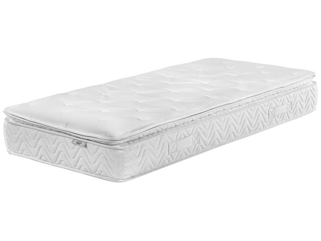 Pocket Spring Mattress White Bamboo Fabric EU Single Size 5 Zone Medium Firm Removable Cover Beliani