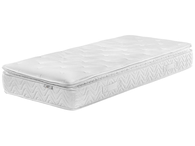 Pocket Spring Mattress White Bamboo Fabric EU Single Size 5 Zone Medium Firm Removable Cover Beliani