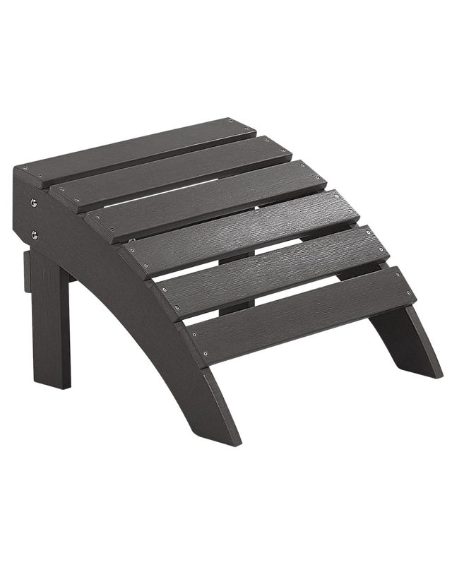 Garden Footstool Dark Grey Plastic Wood Weather Resistant Slatted Modern Style Beliani