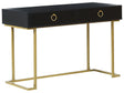 Console Table Black 2 Drawers with Ring Pull Handles Gold Metal Base 115 x 50 cm Home Office Desk Living Room Accent Table Bedroom Dresser Glam Style Beliani