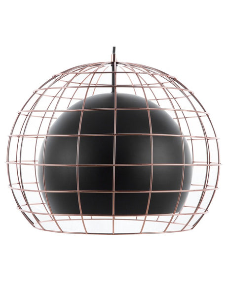 Ceiling Lamp Black Metal 128 cm Pendant Cage Shade Industrial Beliani