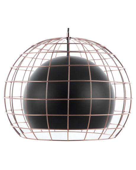 Ceiling Lamp Black Metal 128 cm Pendant Cage Shade Industrial Beliani