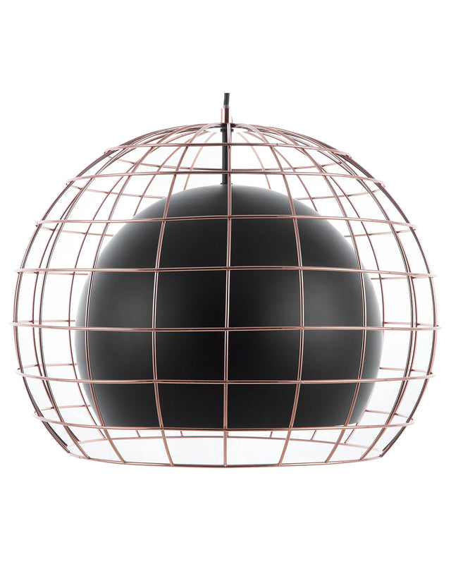 Ceiling Lamp Black Metal 128 cm Pendant Cage Shade Industrial Beliani