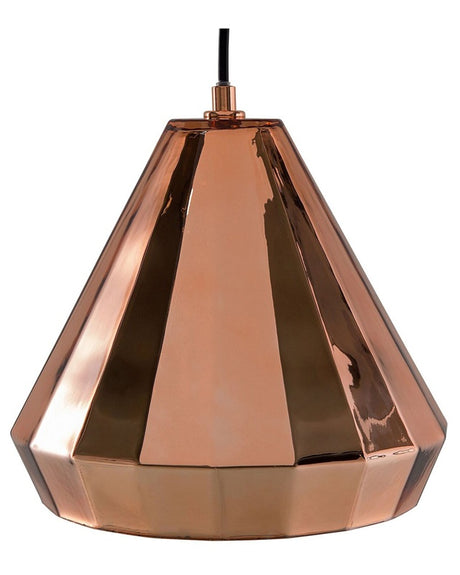 Hanging Light Pendant Lamp Copper High Gloss Shade Geometric Cone Industrial Design Beliani