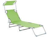 Garden Sun Lounger Lime Green Steel Frame Foldable Reclining Backrest Detachable Canopy Rust Resistant Patio Terrace Modern Design Beliani