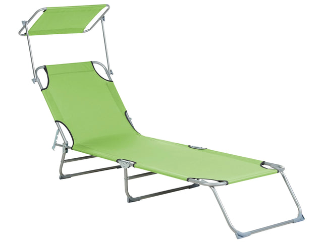 Garden Sun Lounger Lime Green Steel Frame Foldable Reclining Backrest Detachable Canopy Rust Resistant Patio Terrace Modern Design Beliani