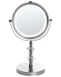 Lighted Table Mirror Silver Metal  20 cm Double Sided Magnifying LED Lights Beliani