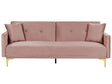 Sofa Bed Pink Velvet 3 Seater Buttoned Seat Click Clack Traditional Living Room  Beliani