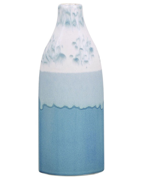 Flower Vase Blue and White Stoneware 30 cm Decorative Waterproof Piece Sky Blue Horizon Pattern Beliani