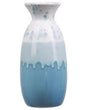 Flower Vase White and Blue Stoneware 25 cm Waterproof Decorative Home Accessory Tabletop Decor Beliani