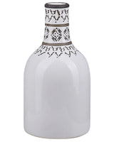 Flower Vase White Stoneware Decorative Piece Vintage Styled Crackle Effect Weathered Beliani