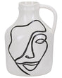 Flower Vase White Stoneware with Abstract Face Motif Decorative Waterproof Home Accessory Beliani