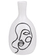 Flower Vase White Stoneware Face Motif Indoor Decoration Piece Abstract Design Waterproof Beliani