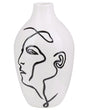 Flower Vase White Stoneware Face Motif Indoor Decoration Piece Modern Design Waterproof Beliani