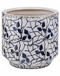 Flower Vase White Blue Stoneware Flower Pattern Waterproof Distressed Look Retro Design Beliani