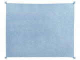 Blanket Blue Polyester 150 x 200 cm Ribbed Structure with Pom-Poms Throw Bedding Beliani