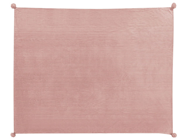 Blanket Pink Polyester 150 x 200 cm Ribbed Structure with Pom-Poms Throw Bedding Beliani