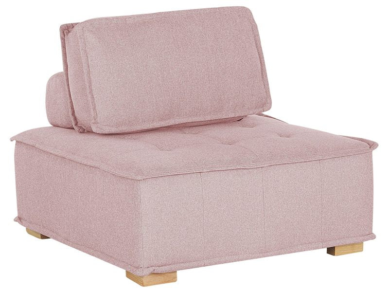 1-Seat Section Pink Polyester Solid Wood Legs Tufted Seat Removable Cushion Cover  Beliani