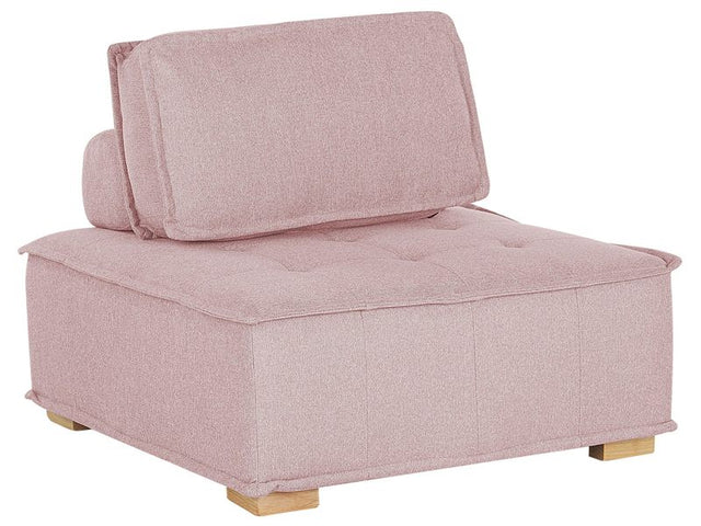 1-Seat Section Pink Polyester Solid Wood Legs Tufted Seat Removable Cushion Cover  Beliani