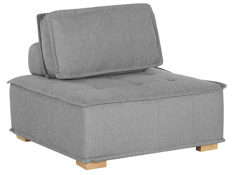 1-Seat Section Grey Polyester Solid Wood Legs Tufted Seat Removable Cushion Cover  Beliani