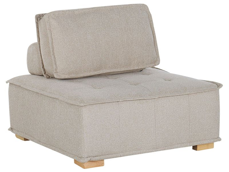 1-Seat Section Beige Polyester Solid Wood Legs Tufted Seat Removable Cushion Cover  Beliani