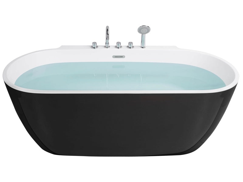 Freestanding Bath Black Sanitary Acrylic Oval Single 170 x 80 cm Modern Design Beliani