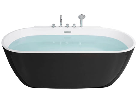 Freestanding Bath Black Sanitary Acrylic Oval Single 170 x 80 cm Modern Design Beliani