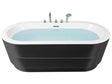 Freestanding Bath Black Sanitary Acrylic Oval Single 170 x 80 cm with Fixtures Modern Design Minimalist Beliani