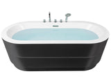 Freestanding Bath Black Sanitary Acrylic Oval Single 170 x 80 cm with Fixtures Modern Design Minimalist Beliani
