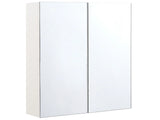 Bathroom Mirror Cabinet White Plywood 60 x 60 cm Hanging 2 Door Cabinet Shelves Storage Beliani