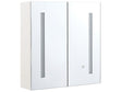 Bathroom Mirror Cabinet Silver Plywood 60 x 60 cm Hanging 2 Door Cabinet with LED Lights Beliani