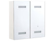 Bathroom Mirror Cabinet Silver Plywood 60 x 60 cm Hanging 2 Door Cabinet with LED Strip Lights Beliani