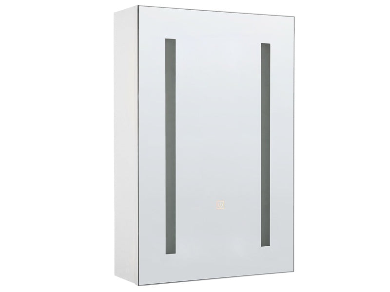 Bathroom Mirror Cabinet with LED White 40 x 60 cm Modern Beliani