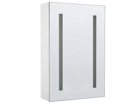 Bathroom Mirror Cabinet with LED White 40 x 60 cm Modern Beliani