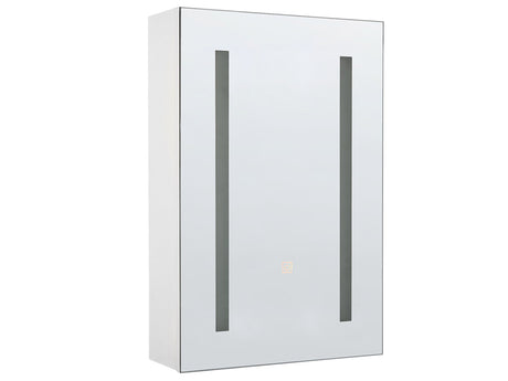 Bathroom Mirror Cabinet with LED White 40 x 60 cm Modern Beliani