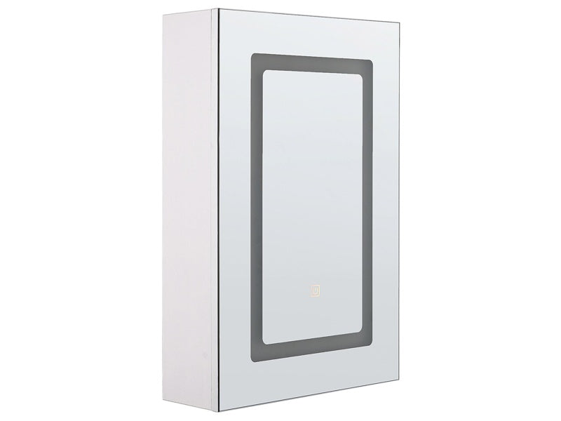 Bathroom Mirror Cabinet with LED White 40 x 60 cm Modern Beliani