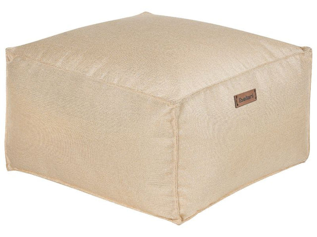 Pouffe Beige EPS Beads Filling Solid Pattern Square Boho Modern Fabric Footstool Beliani