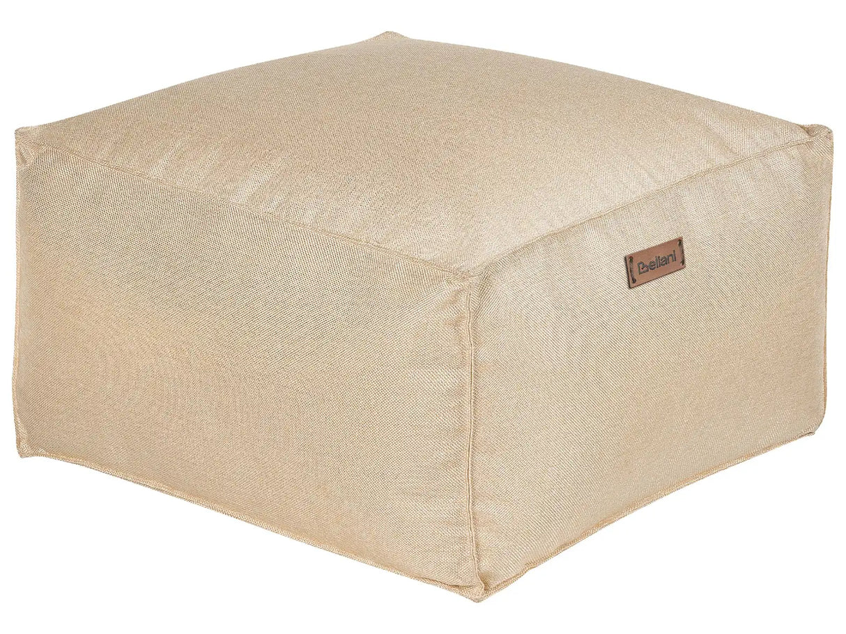 Pouffe Beige EPS Beads Filling Solid Pattern Square Boho Modern Fabric Footstool Beliani