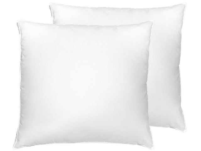 Set of 2 Bed Pillow White Cotton Duck Down and Feathers 80 x 80 cm Medium Soft Beliani