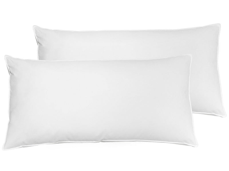 Set of 2 Bed Pillow White Cotton Duck Down and Feathers 40 x 80 cm High Medium Soft Beliani