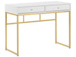 Console Table White 2 Drawers 100 x 48 cm Golden Metal Base Home Office Desk Glamour Beliani