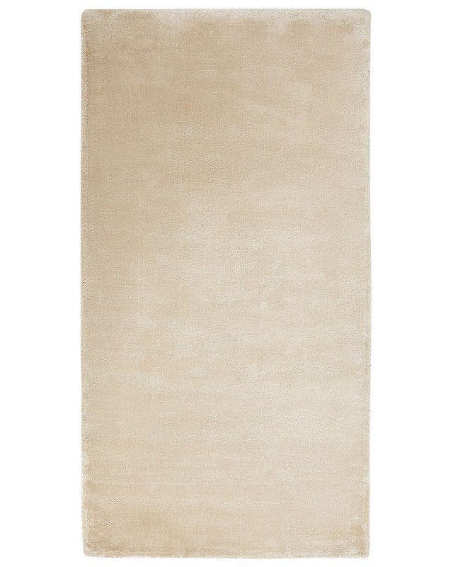 Rug Beige Viscose 80 x 150 cm Hand Tufted Low Pile Modern Beliani