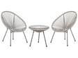 Bistro Set Light Grey PE Rattan 3 Piece 2 Seater Modern Round Indoor Outdoor Beliani