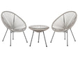 Bistro Set Light Grey PE Rattan 3 Piece 2 Seater Modern Round Indoor Outdoor Beliani
