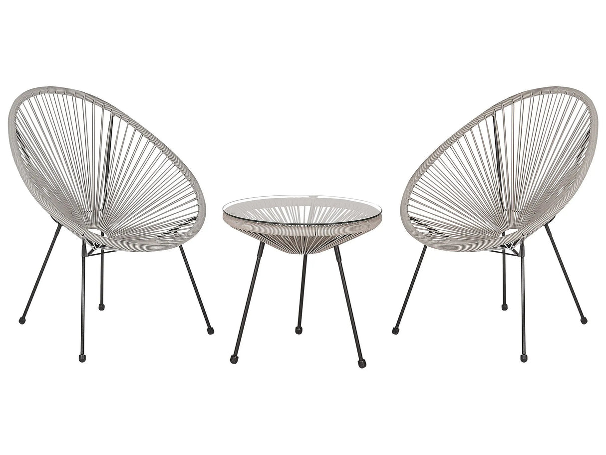 Bistro Set Light Grey PE Rattan 3 Piece 2 Seater Modern Round Indoor Outdoor Beliani