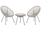 Bistro Set Light Grey PE Rattan 3 Piece 2 Seater Modern Round Indoor Outdoor Beliani